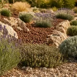 Plantes méditerranéennes sans arrosage : lavande, thym et sol drainant en jardin sec