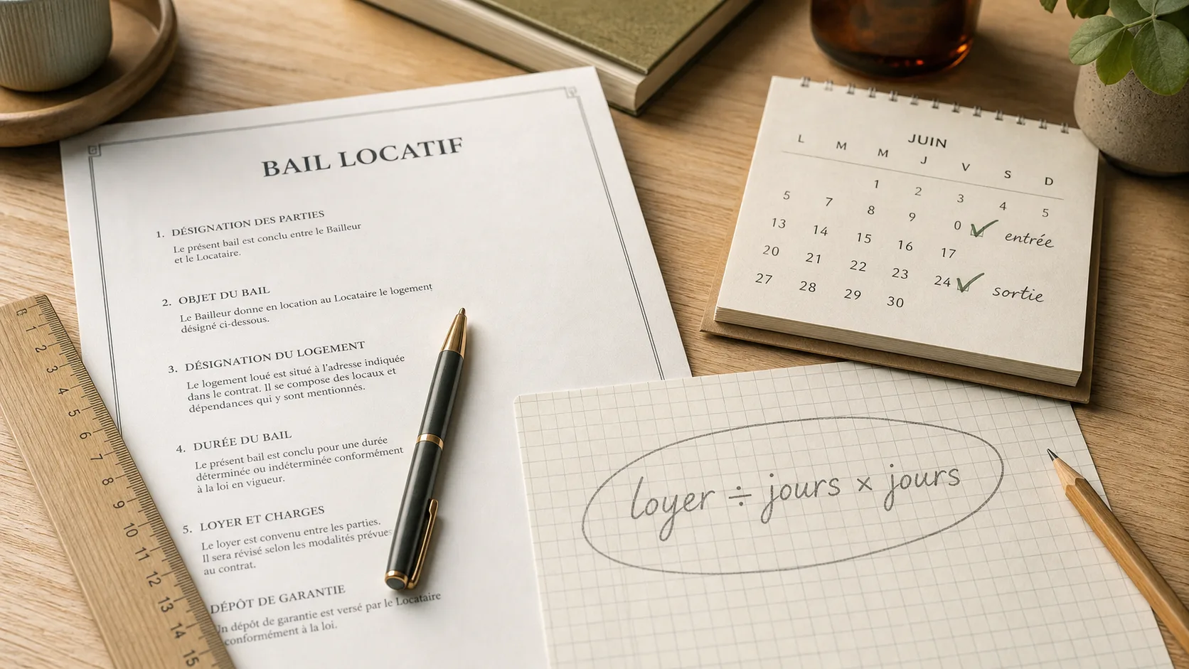 Prorata loyer calcul au mois réel, charges comprises : méthode au calendrier