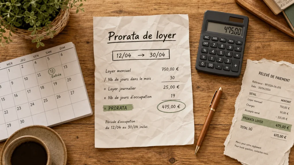 Prorata loyer calcul au mois réel, charges comprises