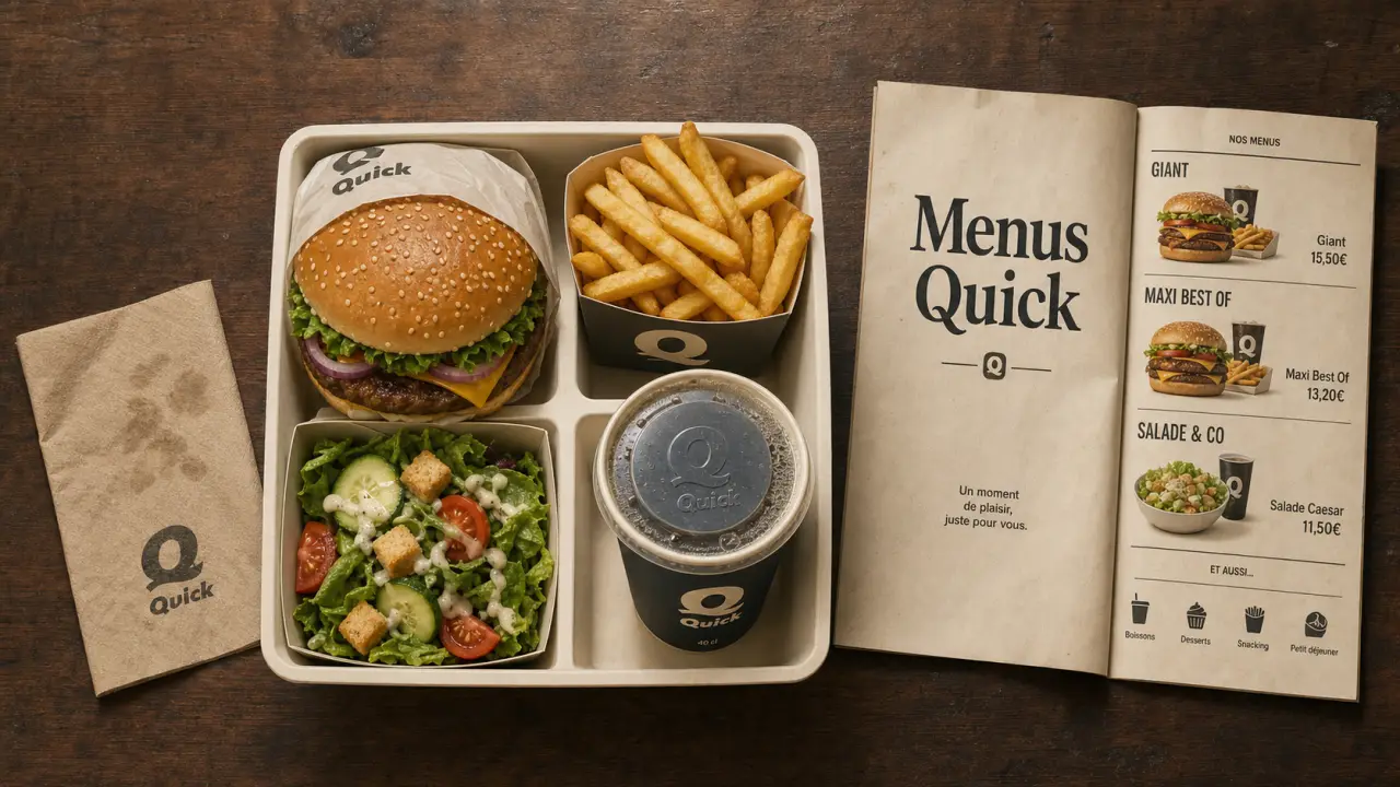 Quick menu : plateau burger, frites, salade et boisson 40 cl