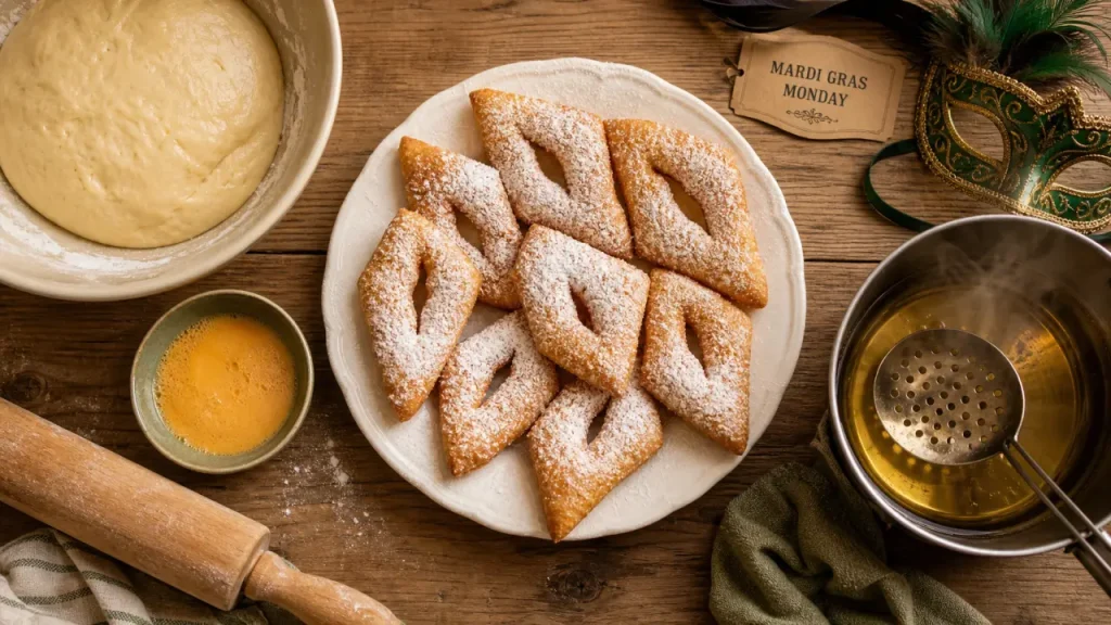 Bugnes moelleuses à la levure de boulanger, avec pâte briochée et double pousse