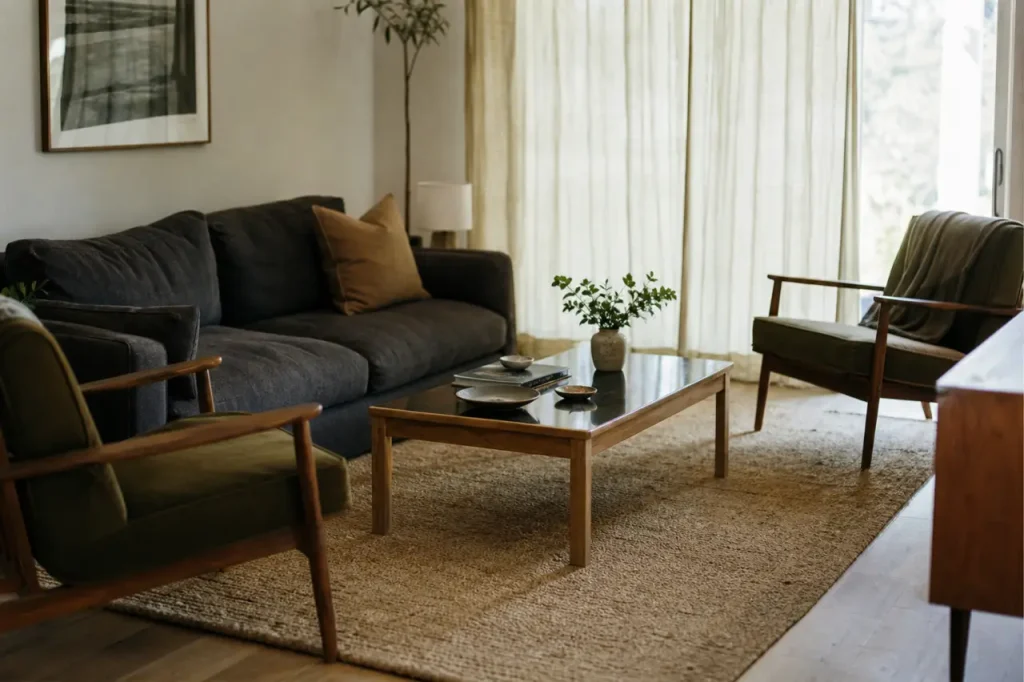Tapis dans le salon : 30 cm de débord et 3 placements qui changent la pièce