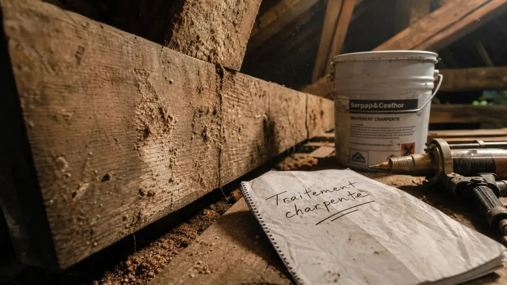 Charpente bois à traiter : signes d’alerte, traitements et prix à connaître
