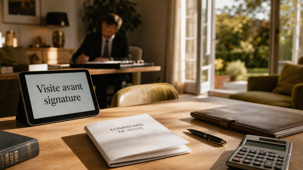 Visite avant signature notaire : contrôle compteurs et équipements