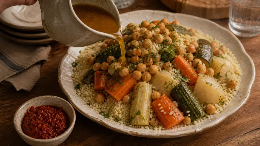 Couscous aux légumes, ras el hanout et semoule bien égrainée en 1 h 20