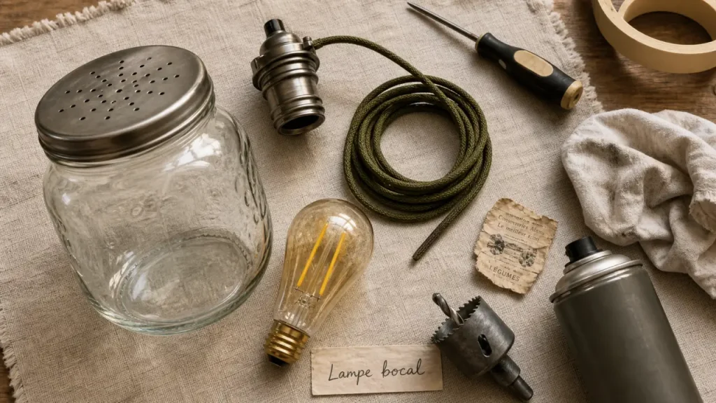 Bocal en verre, baladeuse ou objet détourné : fabriquer une lampe DIY déco sans se tromper