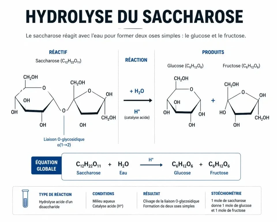 Processus d'hydrolyse du sucre inverti en glucose et fructose