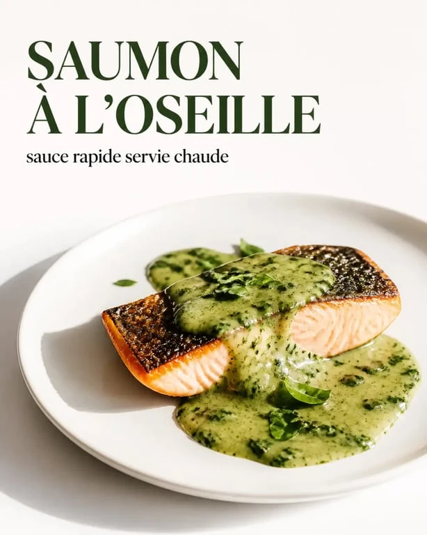 Recette sauce oseille rapide servie sur saumon poêlé
