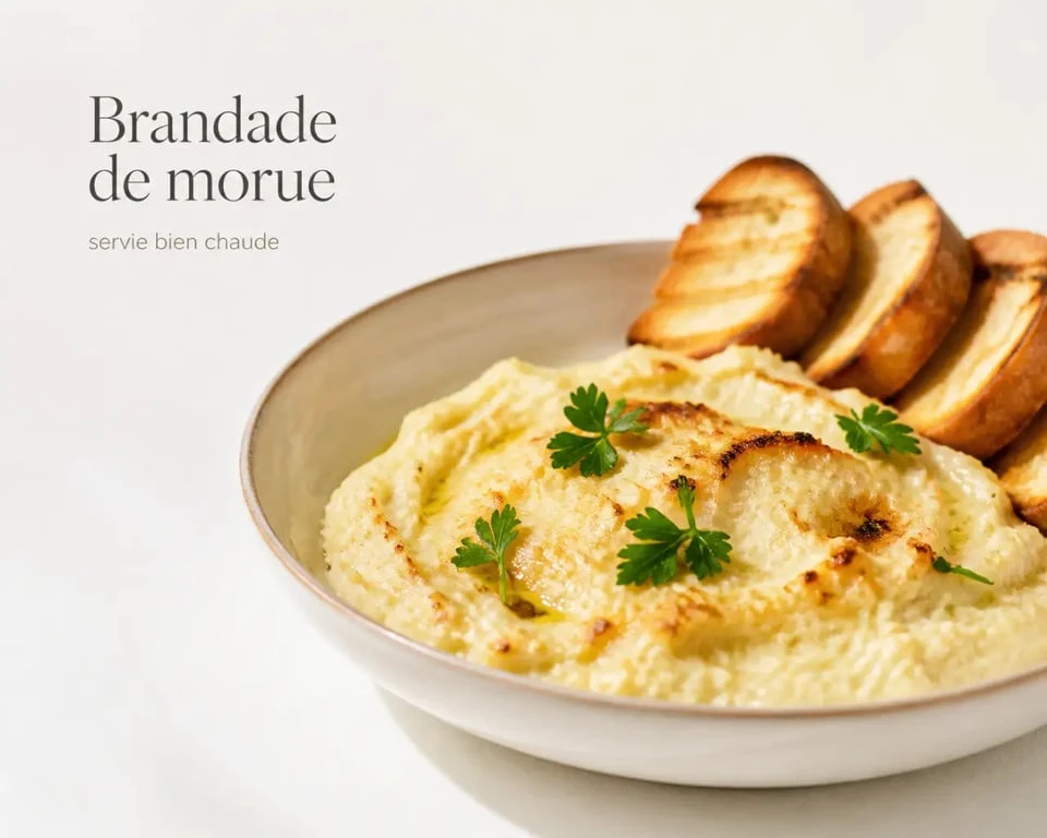 Véritable recette brandade de morue servie en assiette, texture crémeuse et gratinée