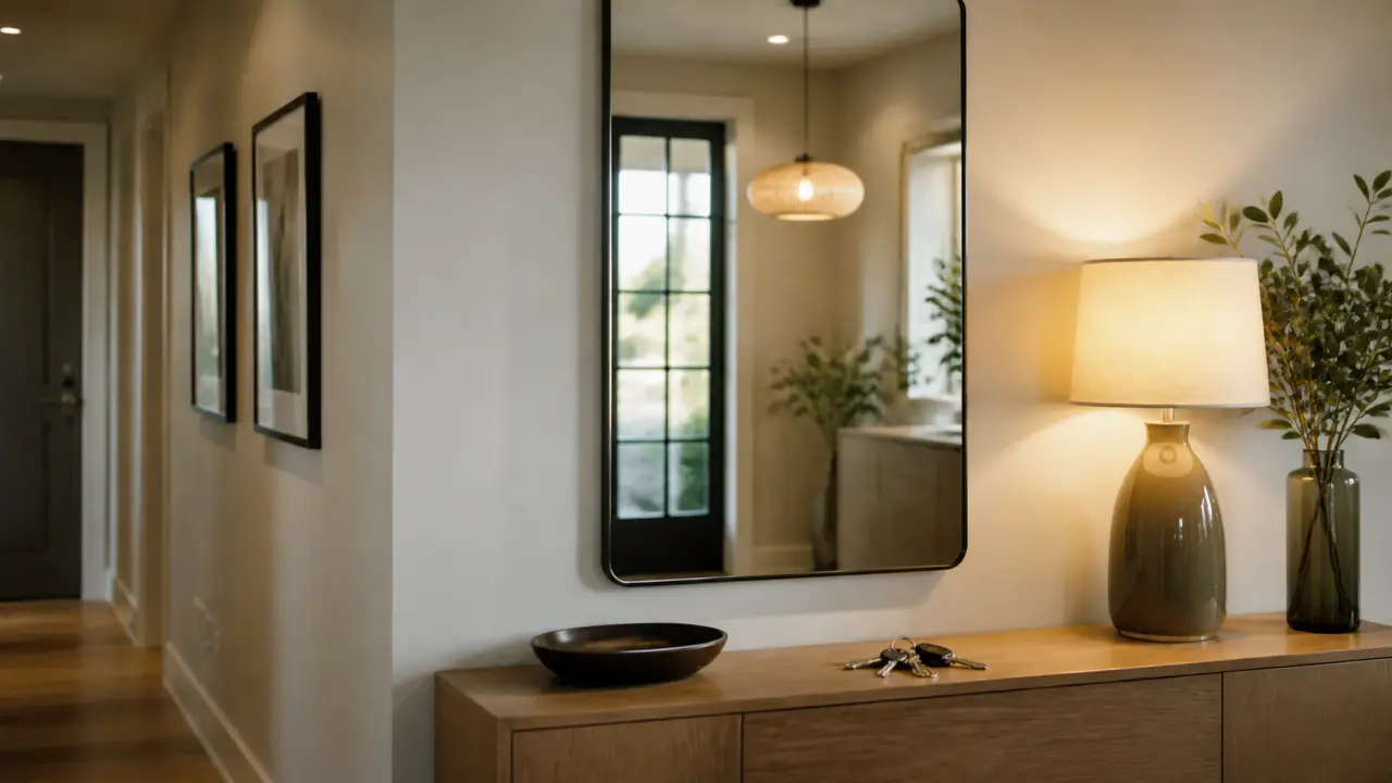 miroir entree pour agrandir la lumière dans un petit hall