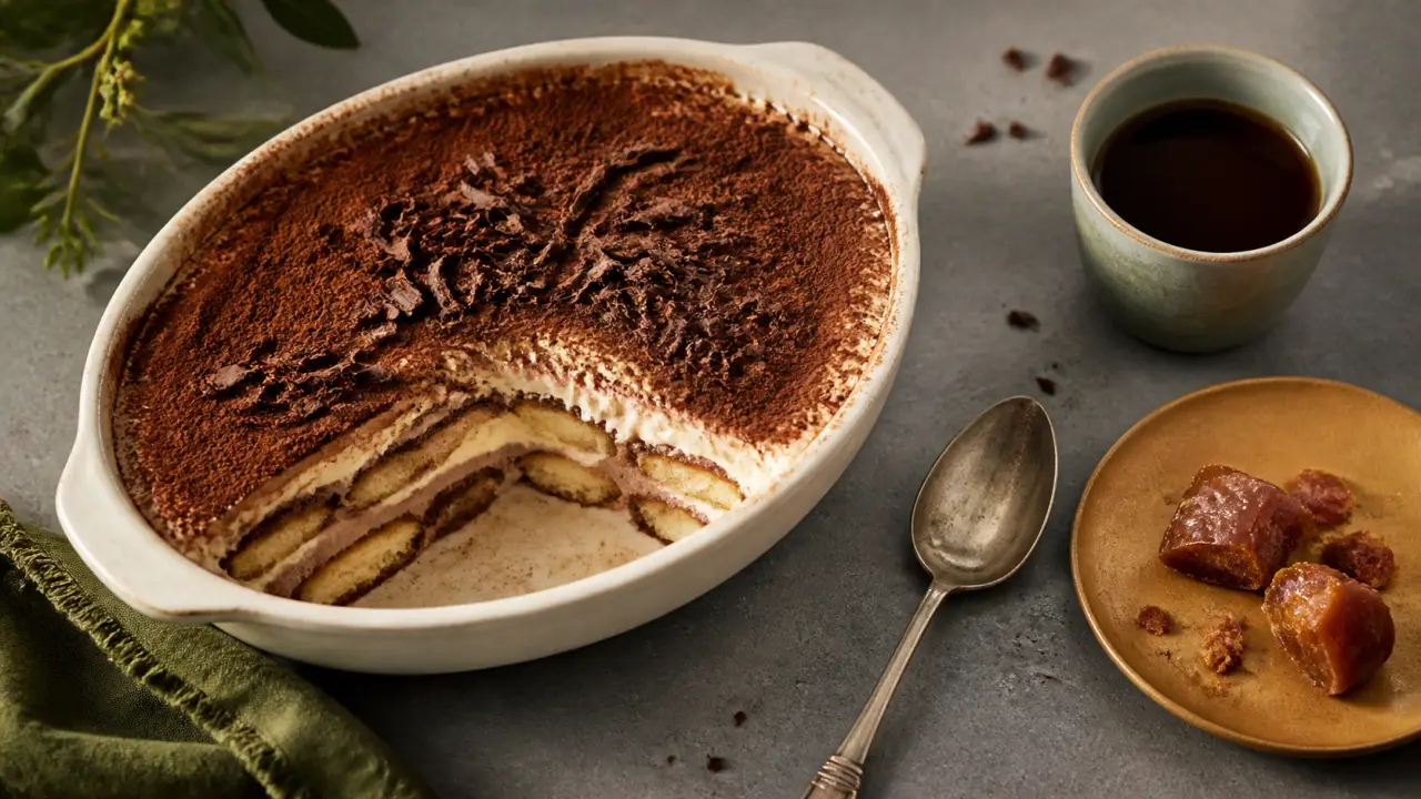 Tiramisu aux marrons en couches : cacao et crème mascarpone