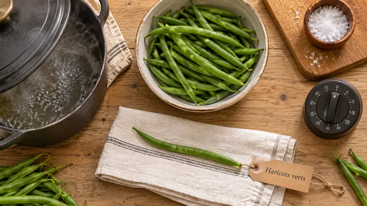 Cuisson haricot vert frais : 8 minutes, croquants, al dente