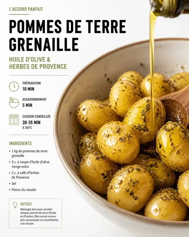 Préparation et assaisonnement des pommes de terre grenaille avant cuisson au air fryer.