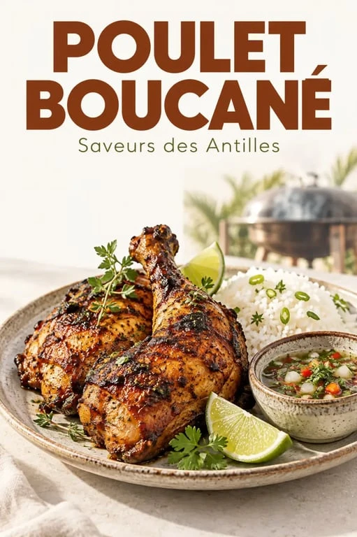 Recette poulet boucane servi avec sauce chien, riz blanc et citron vert