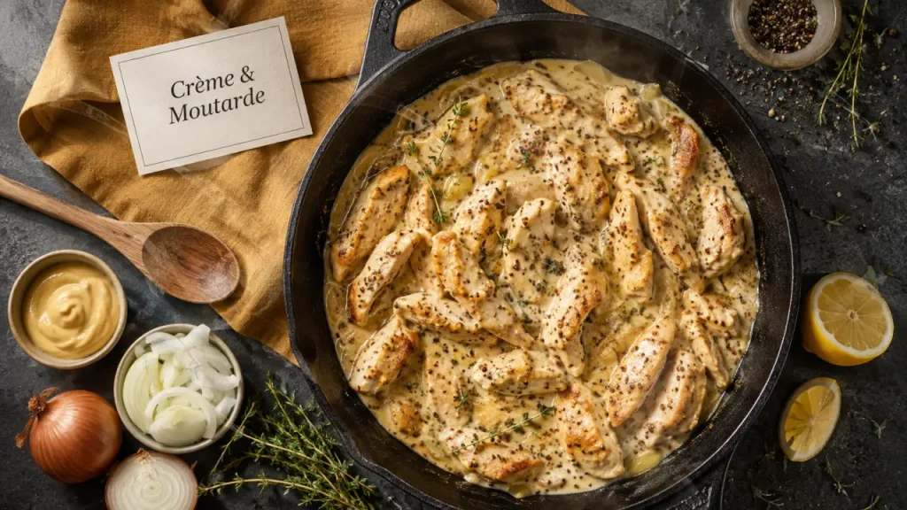 Aiguillettes de poulet crème-moutarde : un dîner tendre prêt en 20 minutes